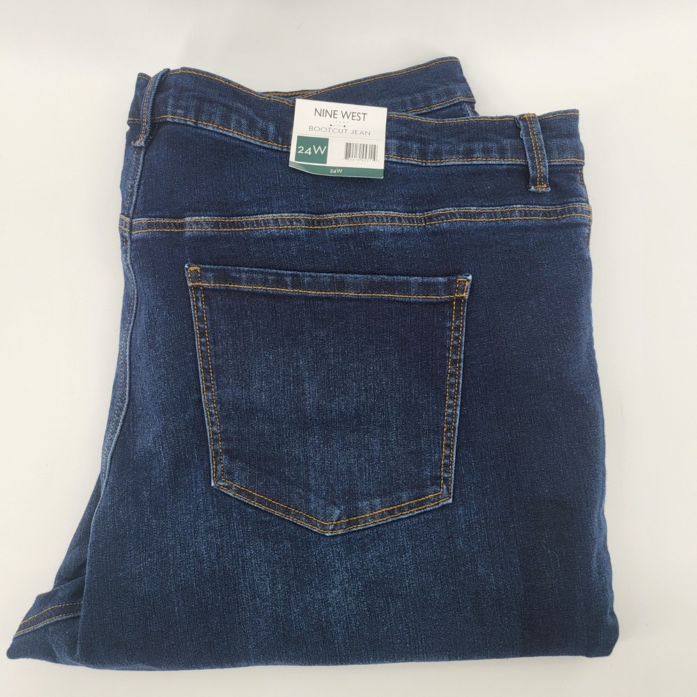 Nine West Jeans Womens 24W Dark Wash Bootcut Stretch Denim Plus Size new‎